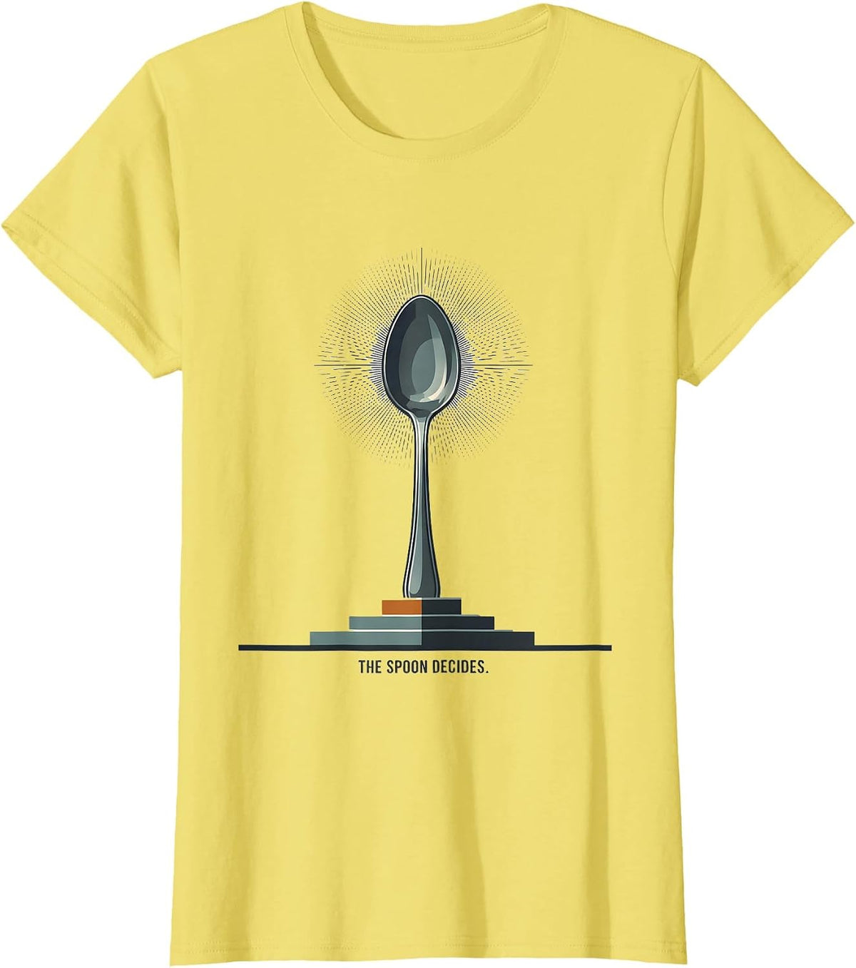 The Spoon Decides Absurdist Food Novelty Humor T-Shirt - Lemon Yellow