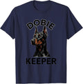 Dobie Keeper Doberman Silhouette Dog Owner Pride Humor T-Shirt - Navy Blue