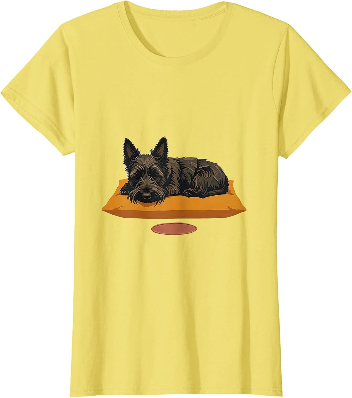 Women's Sleeping Scottish Terrier Cozy Dog Lover Pajama Humor T-Shirt - Lemon Yellow
