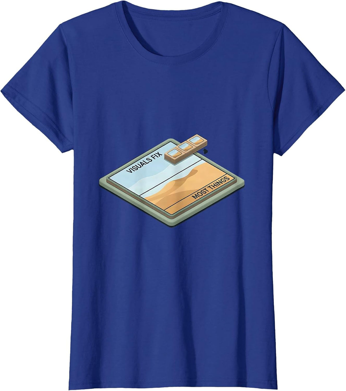 Women's Visuals Fix Most Things Editorial Conceptual SPED Teacher T-Shirt - Royal Blue