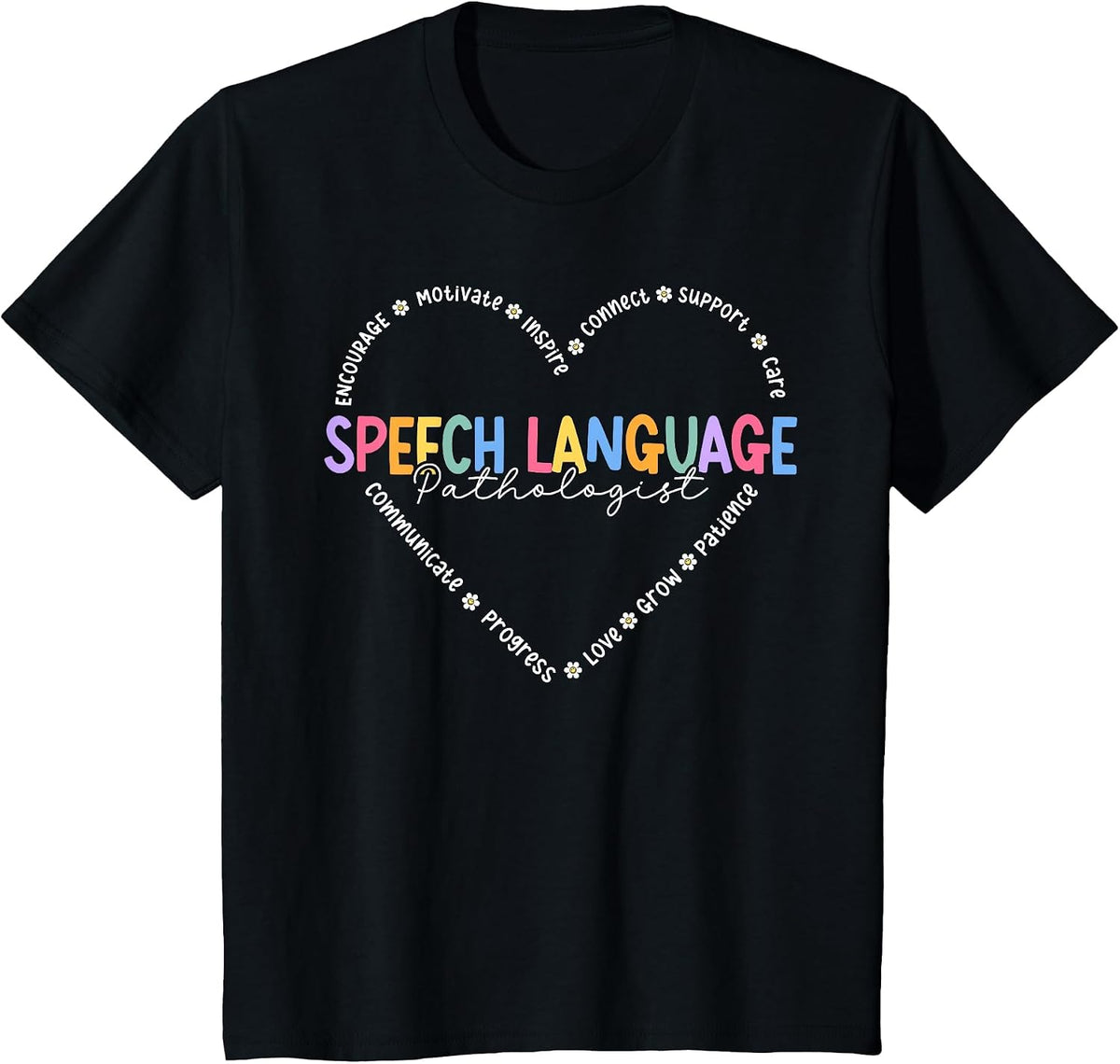 Speech Language Pathologist Heart Speech Therapist SLP T-Shirt - Black