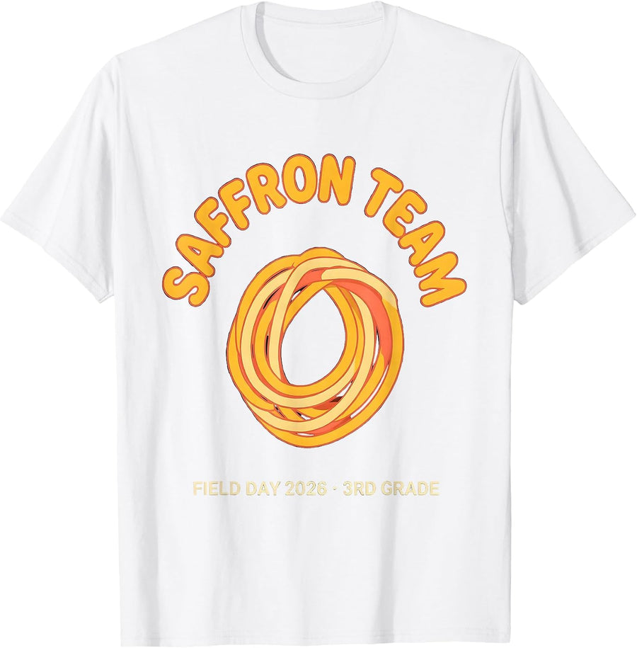 Men's SAFFRON TEAM FIELD DAY 2026 3RD GRADE School Color Team T-Shirt - White