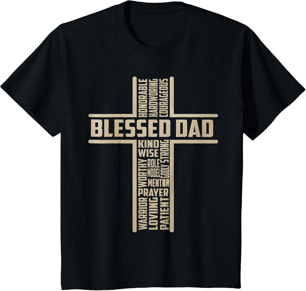 Vintage Blessed Dad Fathers Day Cross Christian Papa Husband T-Shirt - Black