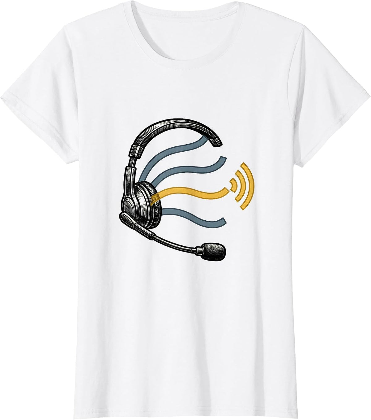Dispatch Headset Thin Gold Line 911 Dispatcher Tribute T-Shirt - White