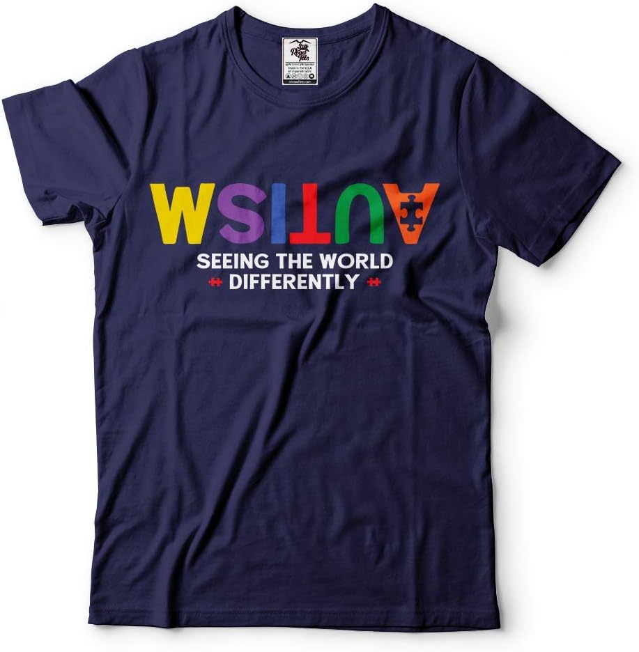 Silk Road Tees Autism Seeing World Differently Awareness Day Tee Shirt - Navy