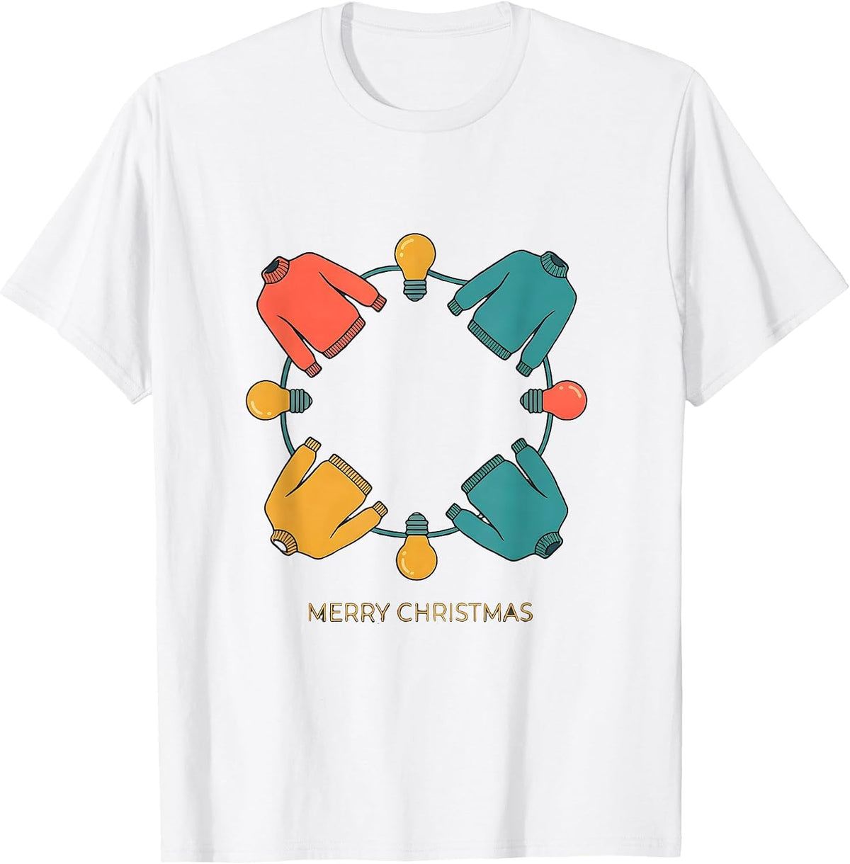 Men's Merry Christmas Family Matching Pajama Christmas Lights T-Shirt - White