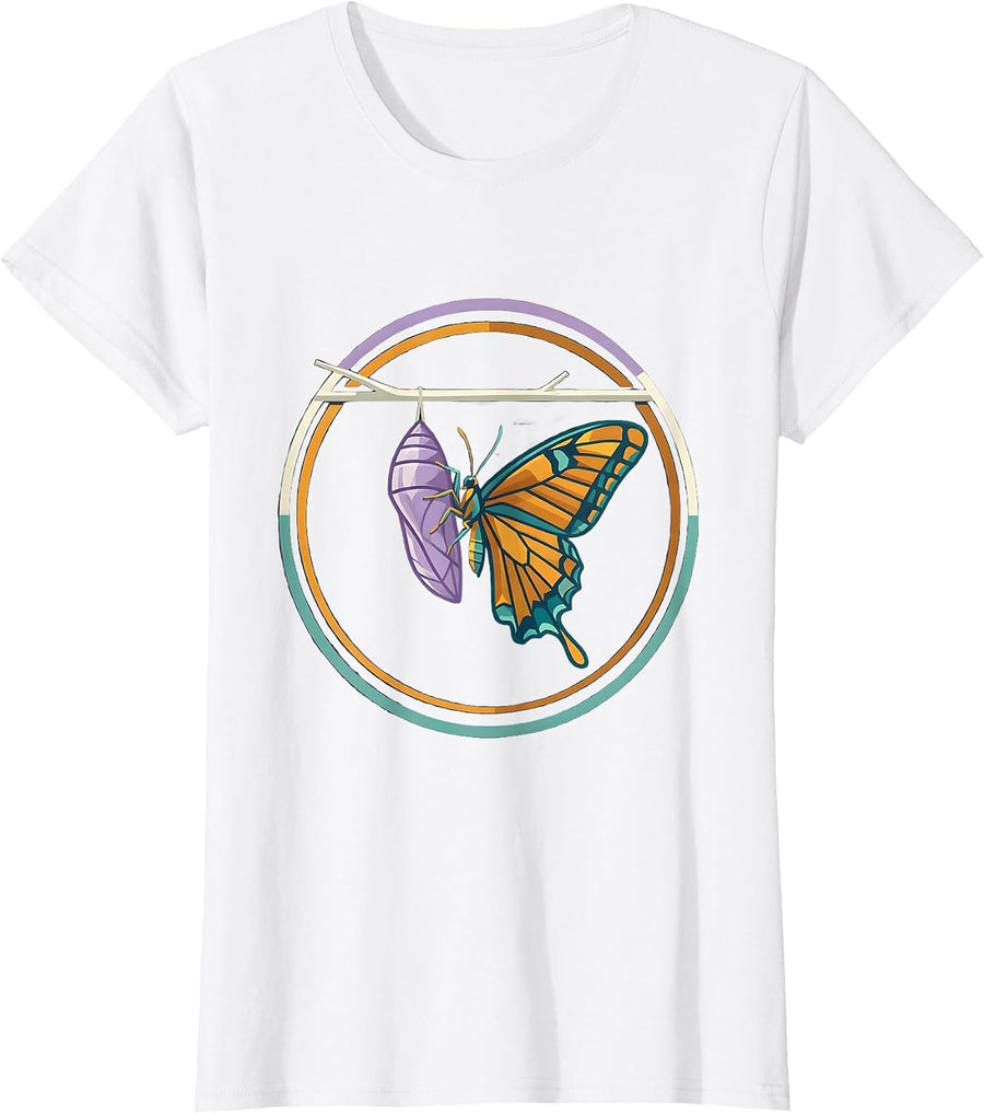 Women's Sped Teacher Butterfly Transformation Graphic T-Shirt - White