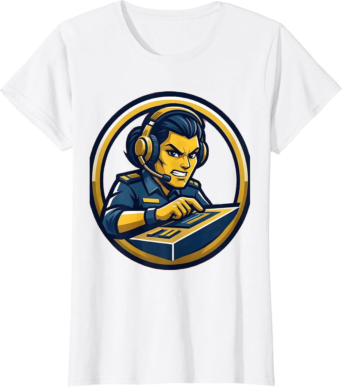 Women's 911 Dispatcher Headset Control Panel Graphic T-Shirt - White