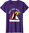 Women's Full Sail Ahead Nautical Sailor Design T-Shirt - Purple