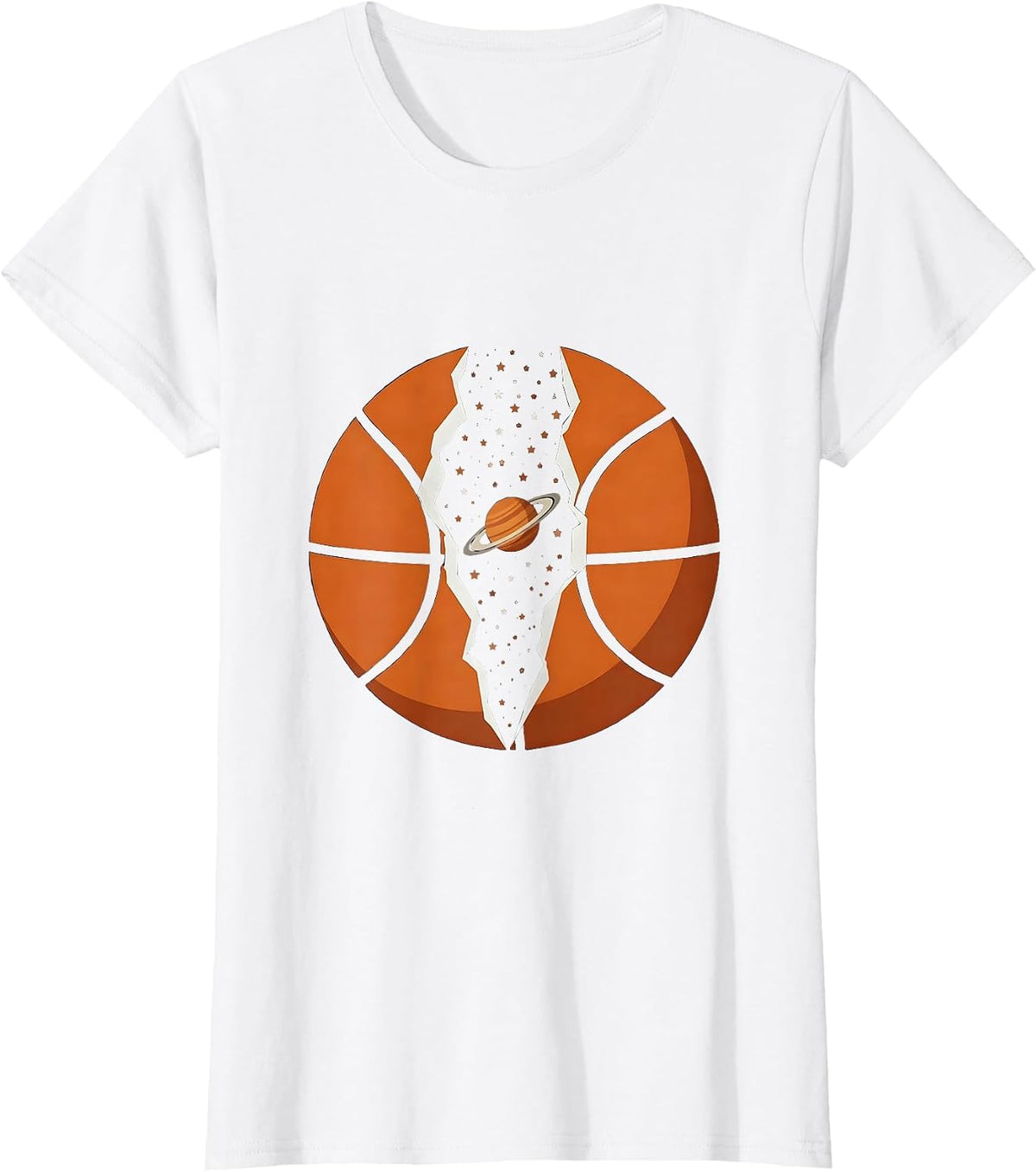 Galaxy Basketball Cosmic Split Universe Design T-Shirt - White