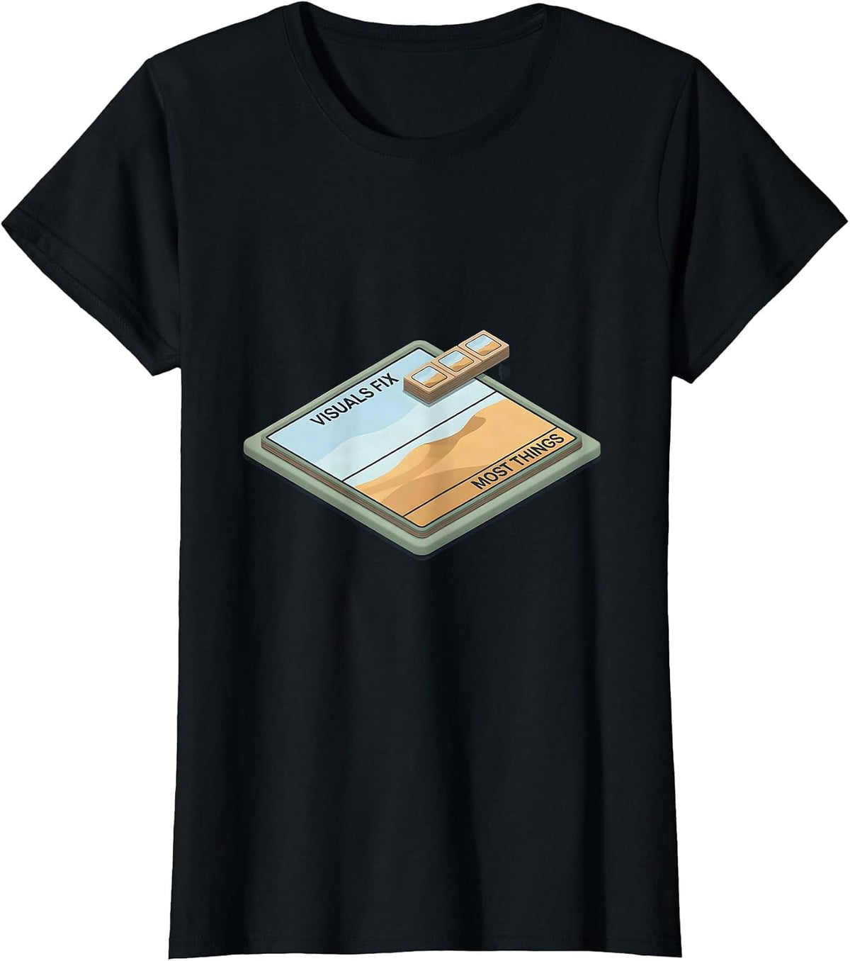 Women's Visuals Fix Most Things Editorial Conceptual SPED Teacher T-Shirt - Black