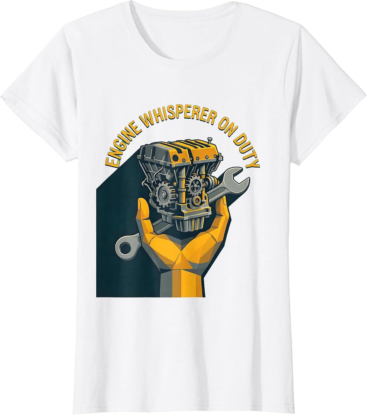 Engine Whisperer On Duty Mechanic Design T-Shirt - White
