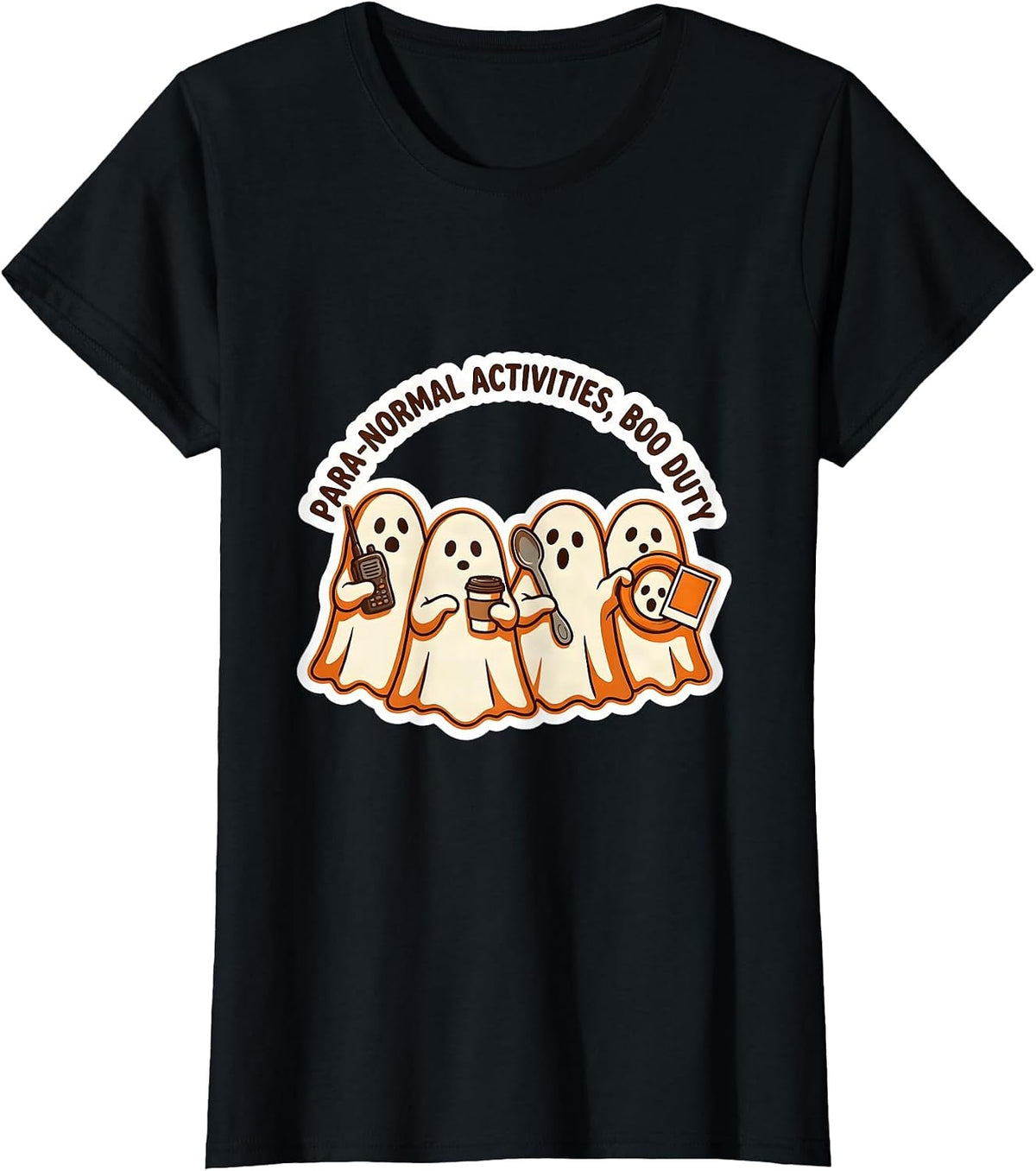 Para-Normal Activities Boo Duty Cute Ghost SpEd T-Shirt - Black