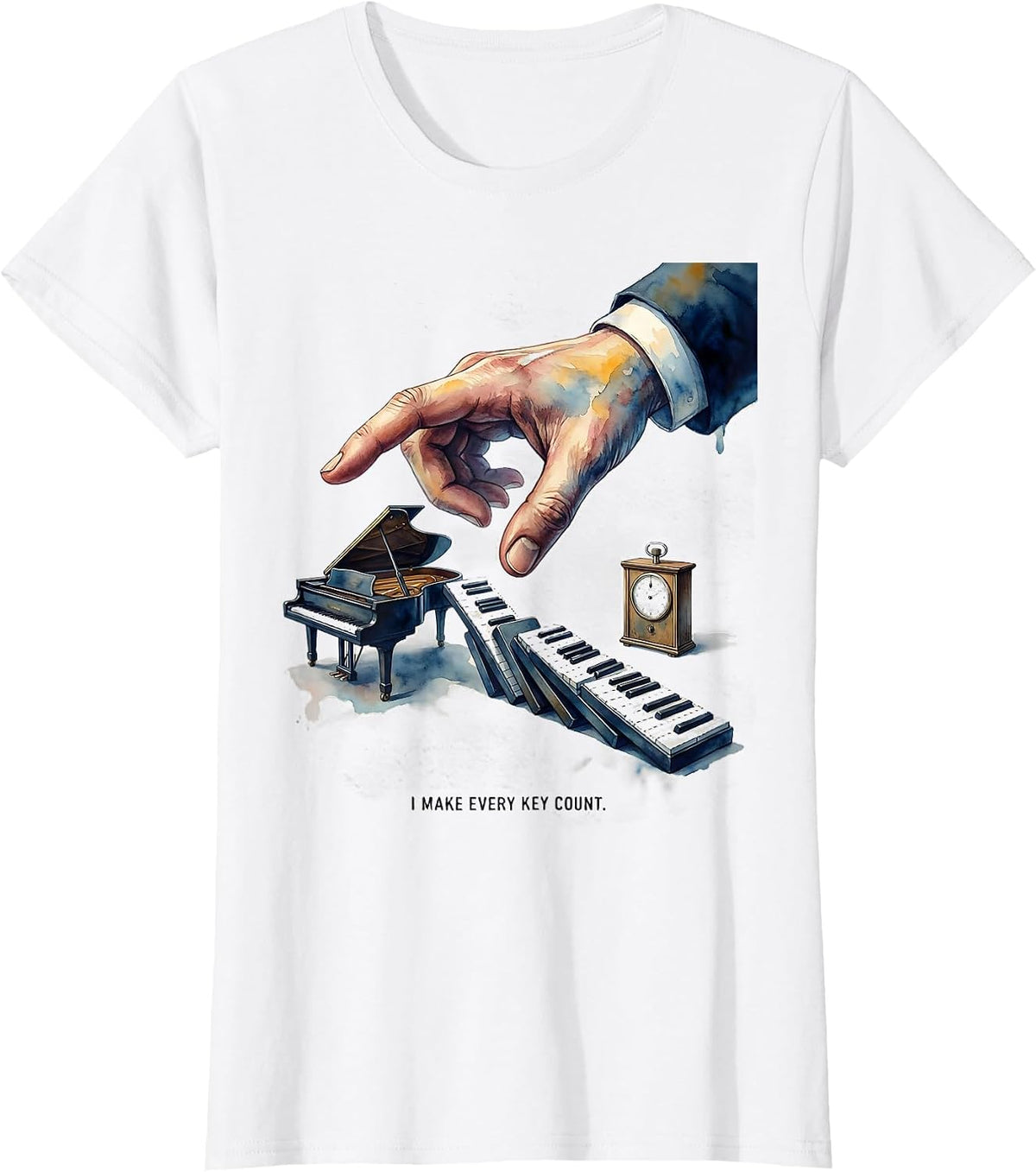 I Make Every Key Count Funny Pianist Piano Teacher Gift T-Shirt - White
