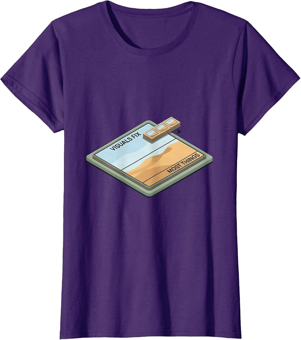 Women's Visuals Fix Most Things Editorial Conceptual SPED Teacher T-Shirt - Purple
