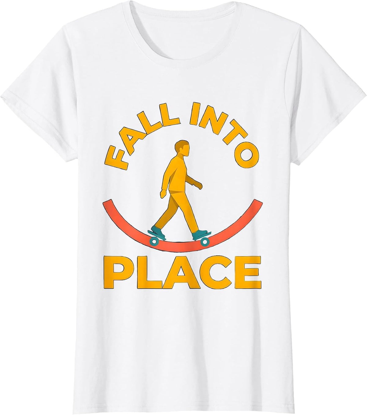 Women's Fall Into Place Physical Therapist OT Gift Humor T-Shirt - White