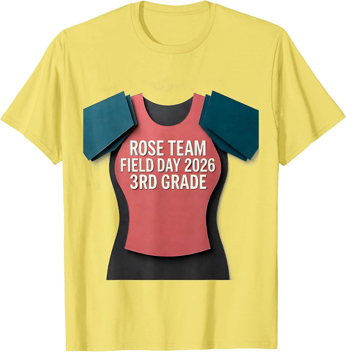 Men's ROSE TEAM FIELD DAY 2026 3RD GRADE School Color Team Spirit T-Shirt - Lemon Yellow