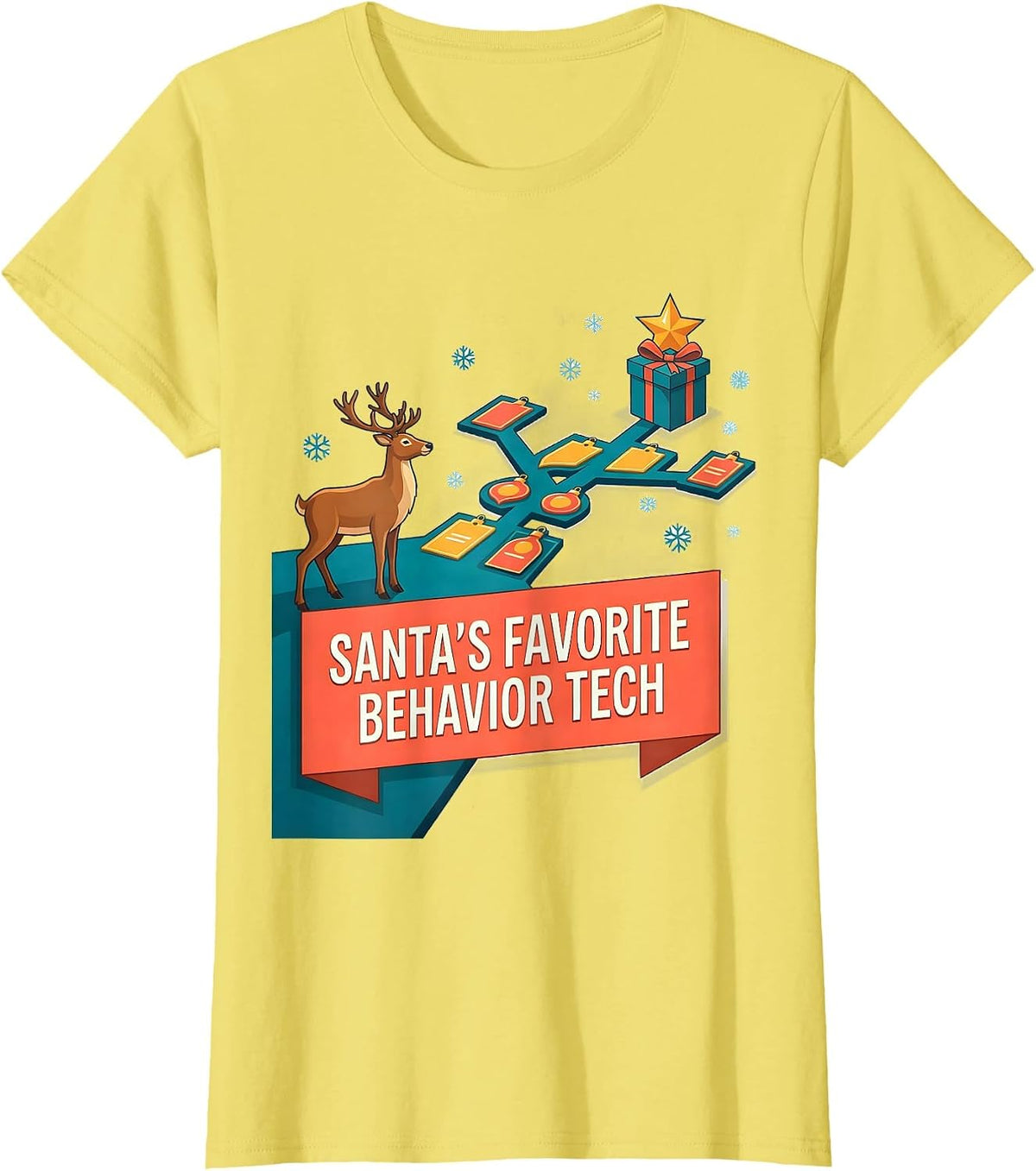 Women's Santa's Favorite Behavior Tech Groovy Occupational Therapy T-Shirt - Lemon Yellow