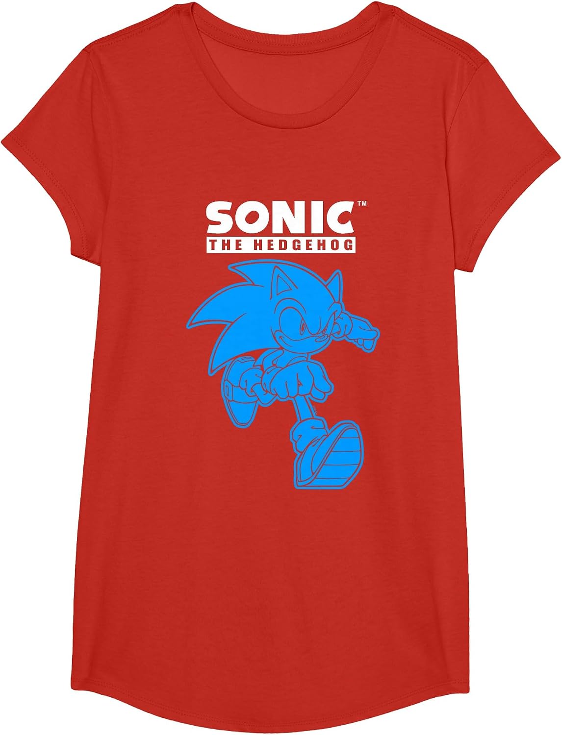 Sonic The Hedgehog Blue Shade Epic Run Portrait T-Shirt - Girls Red