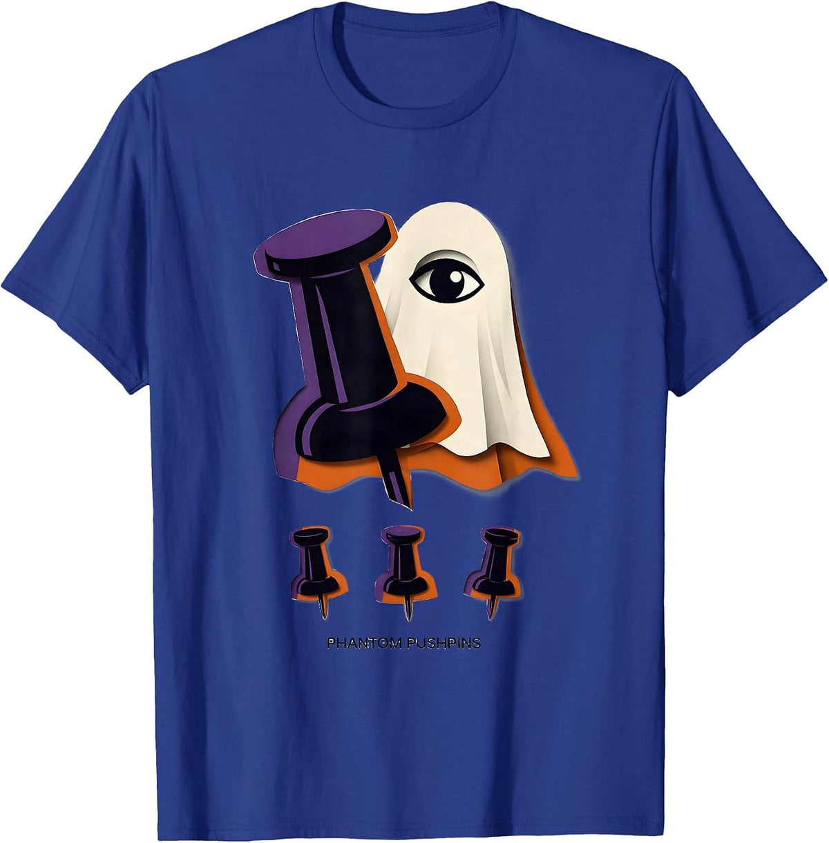 Phantom Pushpins Funny Teacher Halloween School Supplies T-Shirt - Royal Blue
