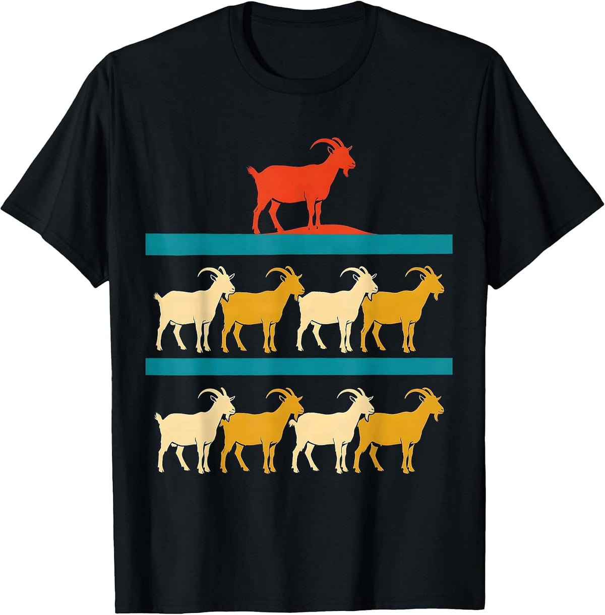 Men's Stacked Goats Screenprint Farm Animal Lover Humor T-Shirt - Black