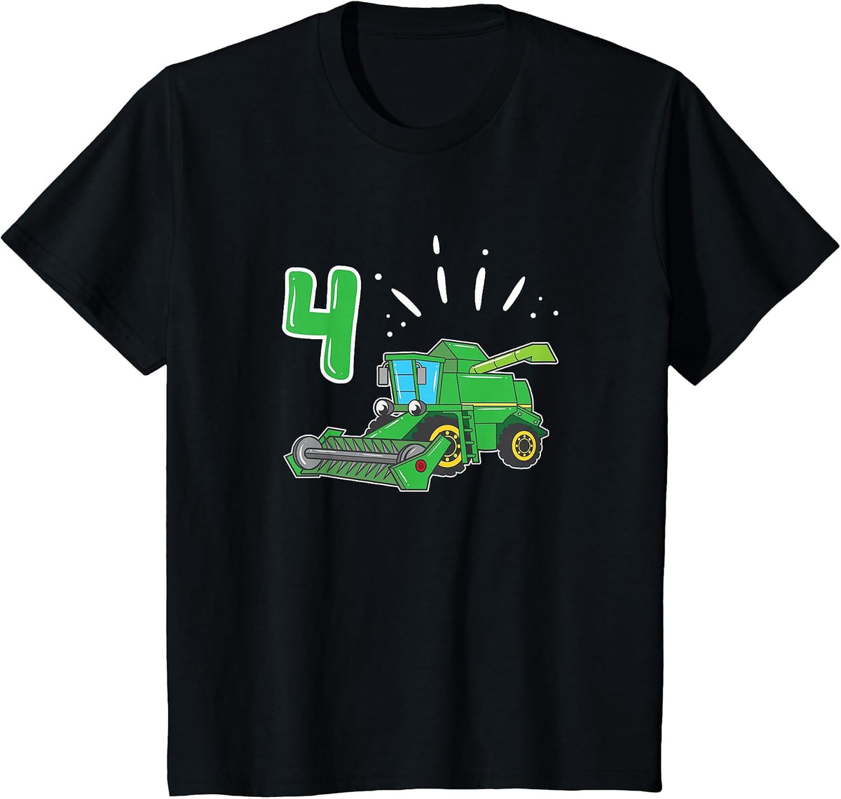Farmer Bauer Combine Harvester 4 Years Children's Birthday T-Shirt - Black