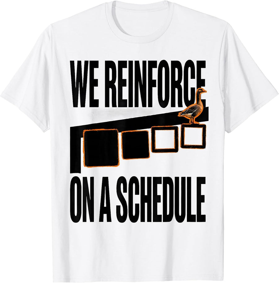 Men's We Reinforce On A Schedule Brutalist SPED Teacher Humor T-Shirt - White