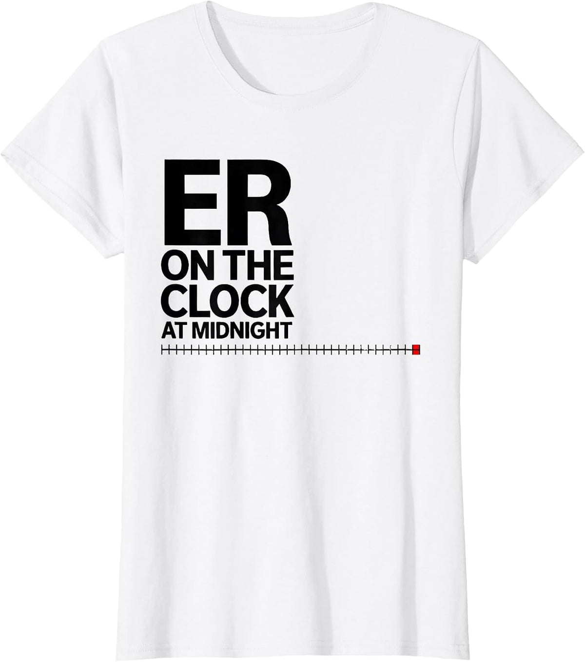 Women's ER On The Clock At Midnight Funny Nurse Crew New Years Eve T-Shirt - White