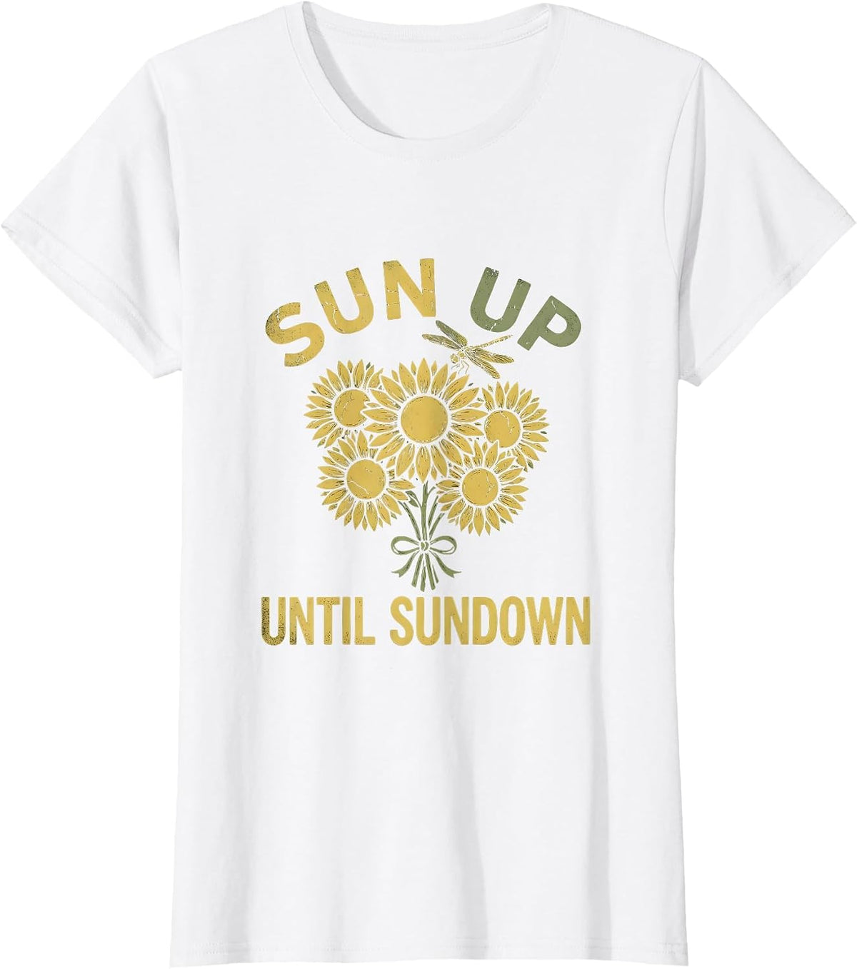 Sun Up Until Sundown Country Girl Design T-Shirt - White