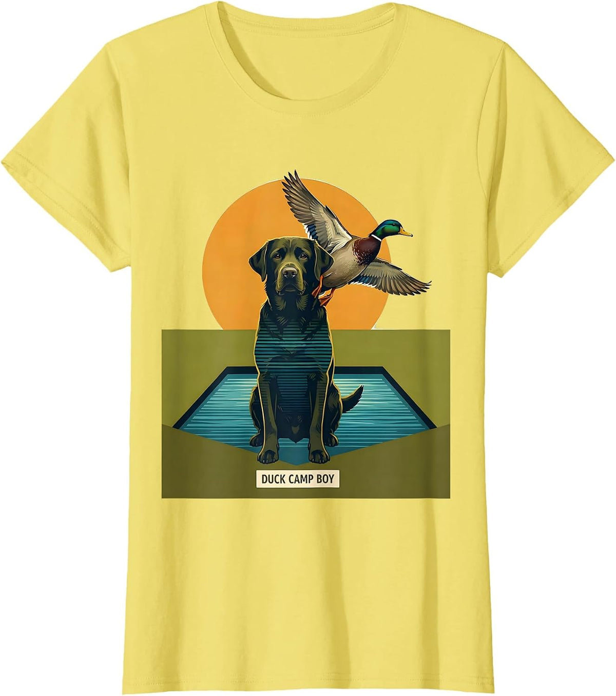 Duck Camp Boy Vintage Labrador Hunting Dog Waterfowl T-Shirt - Lemon Yellow