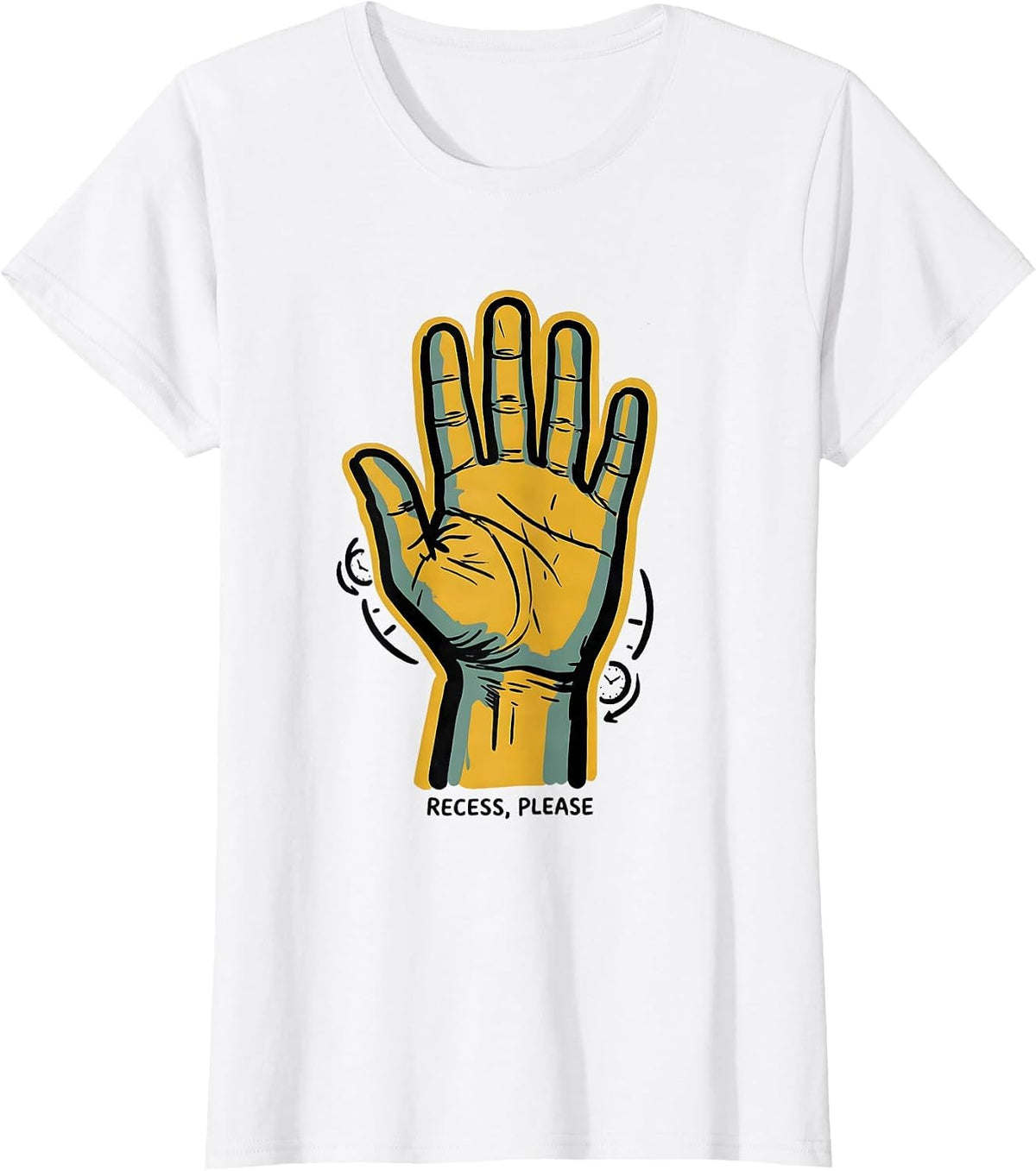 Recess Please ASL Sign Language Teacher Deaf Awareness T-Shirt - White