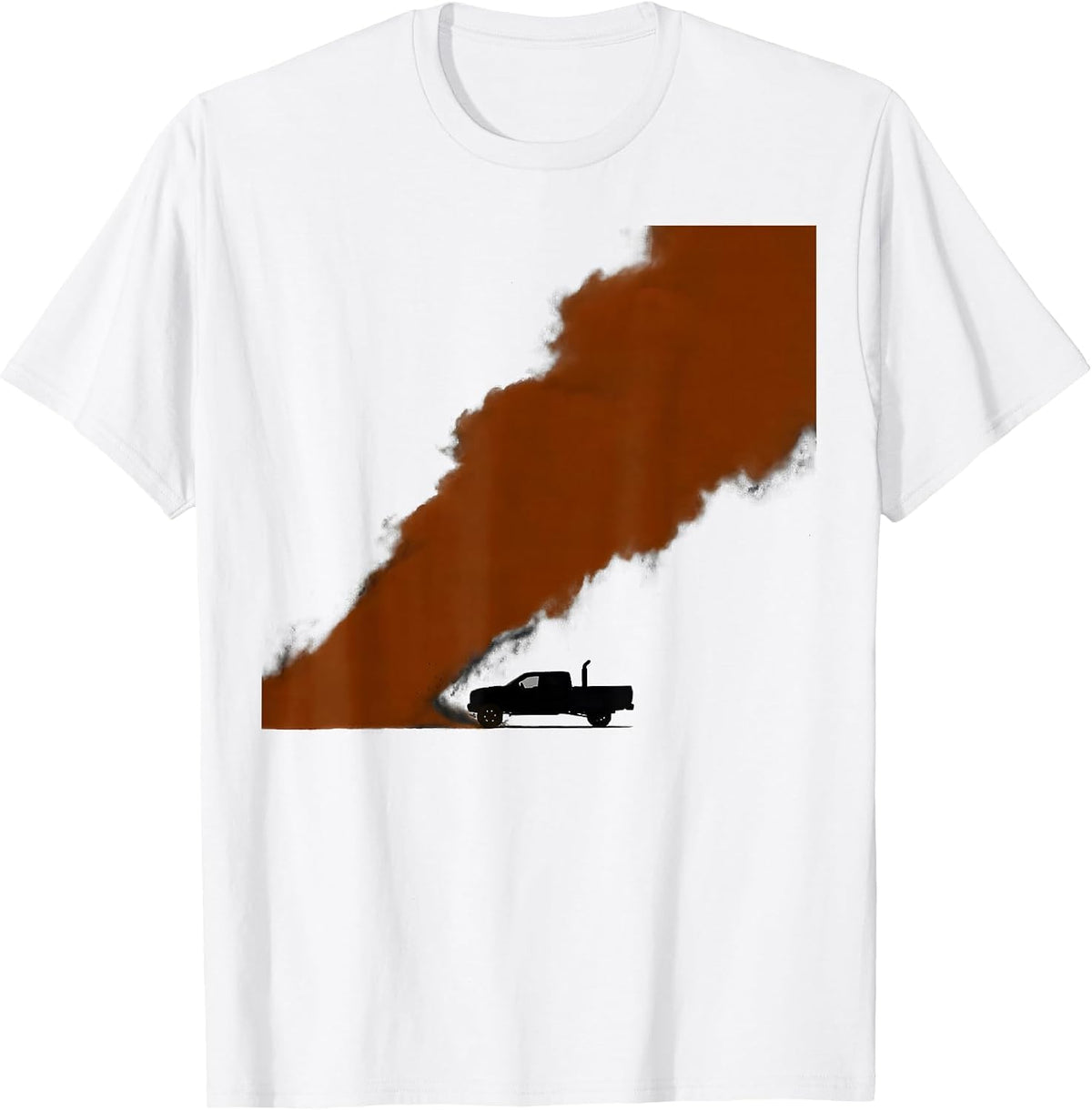 Men's Diesel Pickup Silhouette Minimalist Trucker Driver Humor T-Shirt - White