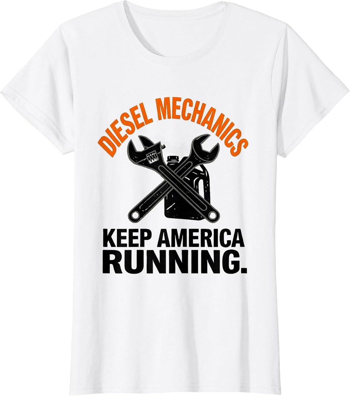 Diesel Mechanics Keep America Running Bold Screenprint T-Shirt - White