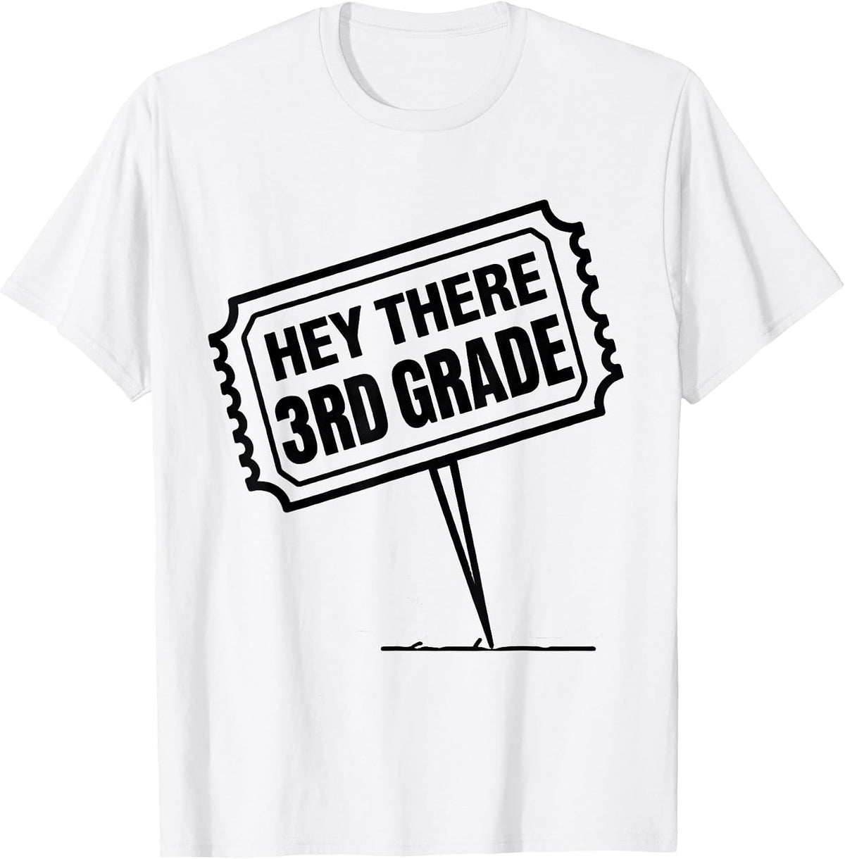 Men's Hey There, 3rd Grade Funny Teacher Back To School Crew T-Shirt - White