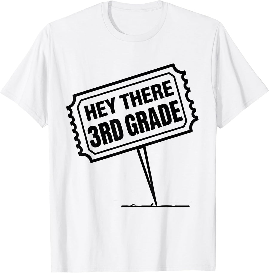 Men's Hey There, 3rd Grade Funny Teacher Back To School Crew T-Shirt - White