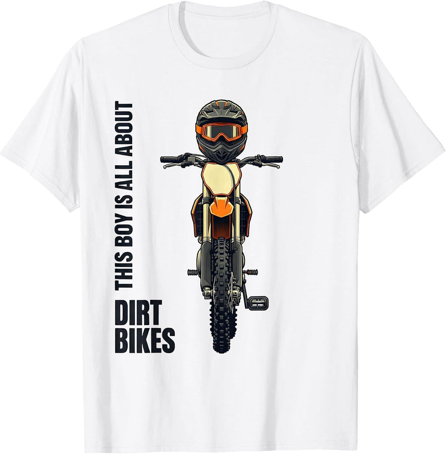 Men's This Boy Is All About Dirt Bikes Kids Dirt Bike Boy T-Shirt - White