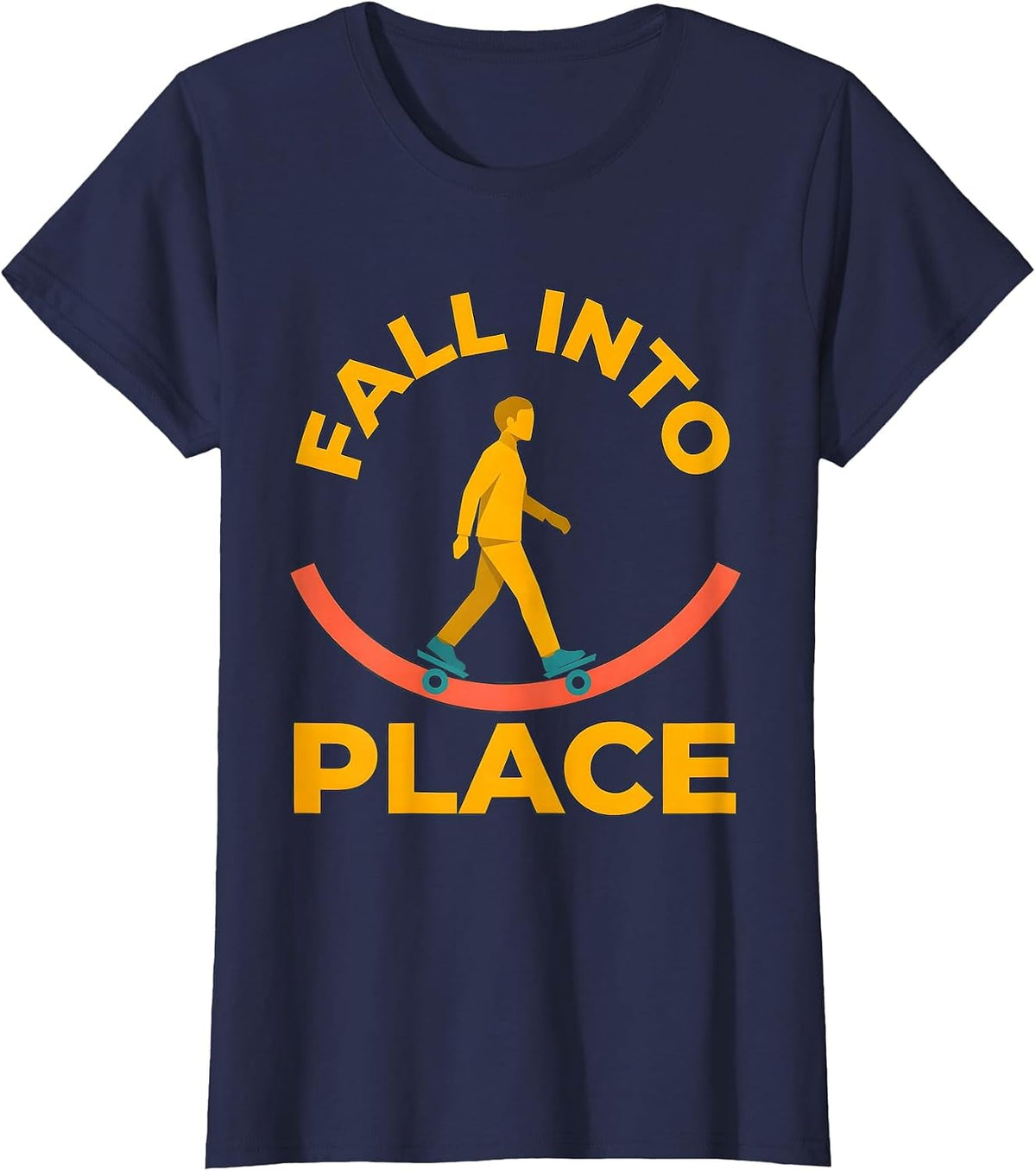 Women's Fall Into Place Physical Therapist OT Gift Humor T-Shirt - Navy Blue