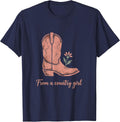 From a Country Girl 90s Retro Design T-Shirt - Navy Blue