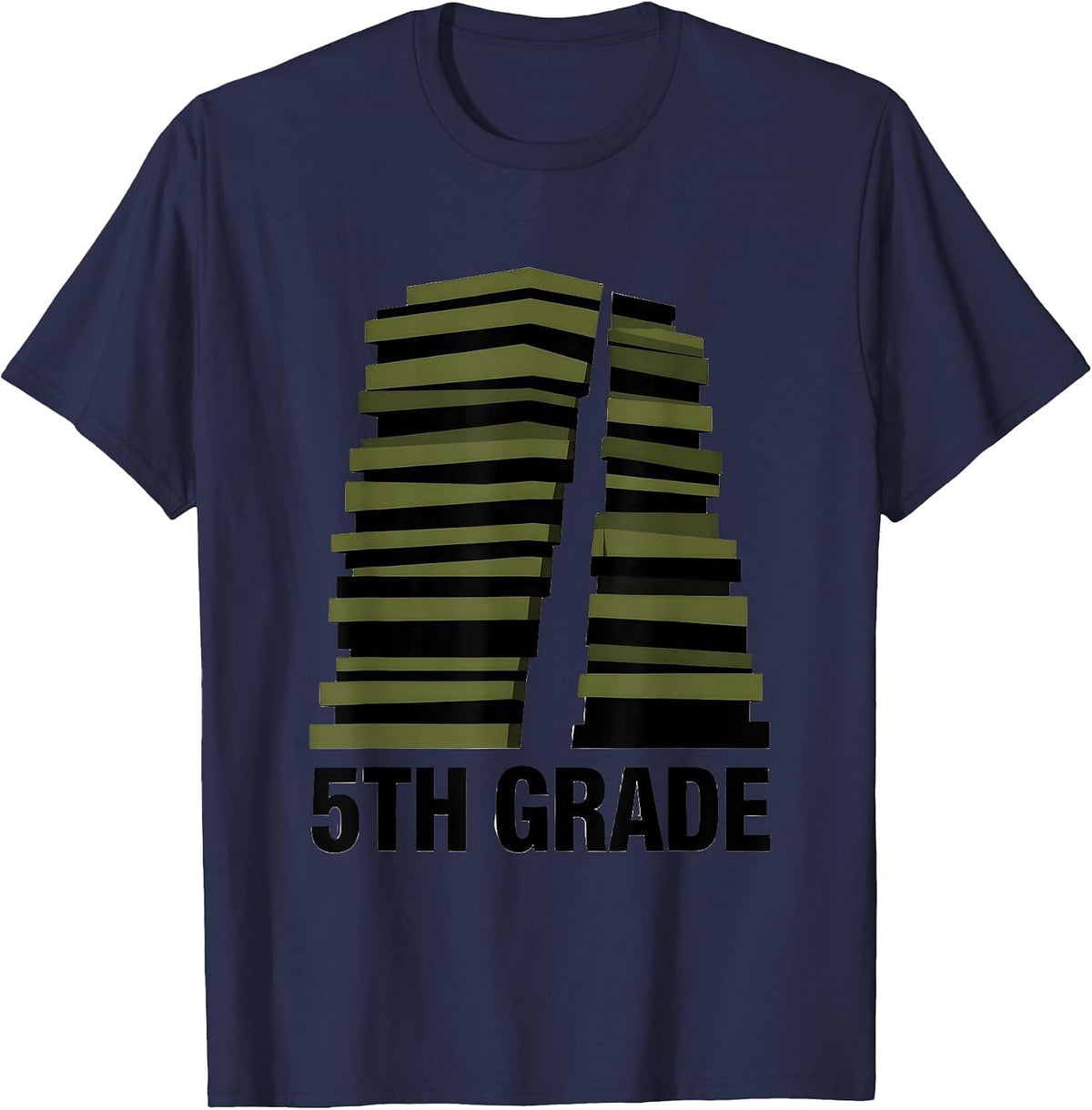 Men's 5th Grade Oversized Stepped Camo Back To School Boys T-Shirt - Navy Blue