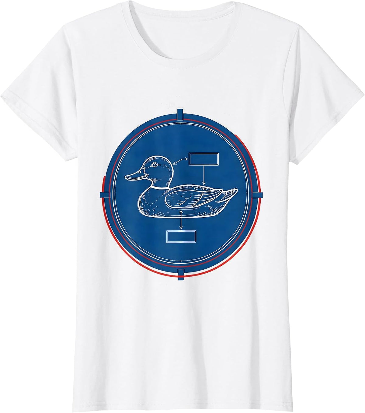Women's Drafting-Sheet Duck Decoy Technical Blueprint Hunter Gift T-Shirt - White