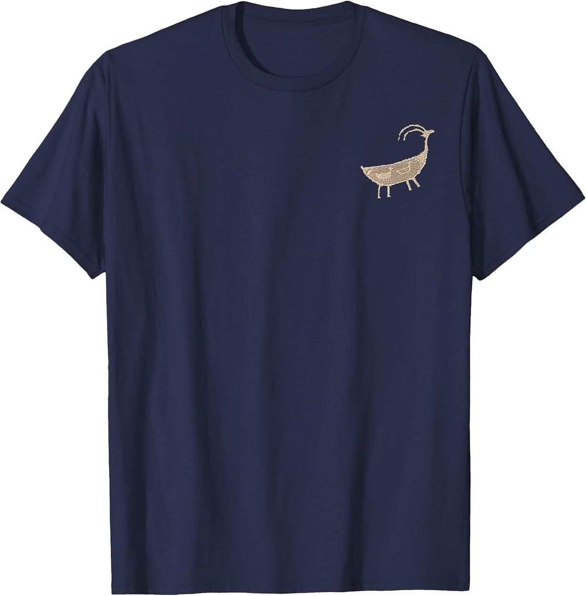 Bighorn Petroglyph Rock Art Pocket-Style Emblem. T-Shirt - Navy Blue