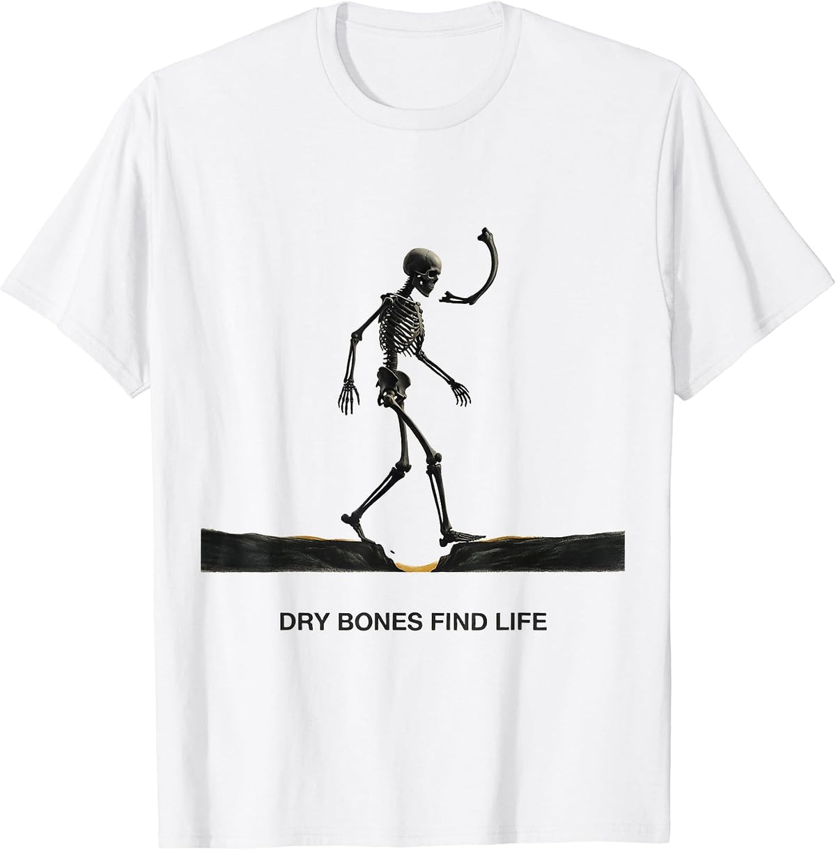 Men's Dry Bones Find Life Minimalist Christian Halloween Skeleton T-Shirt - White