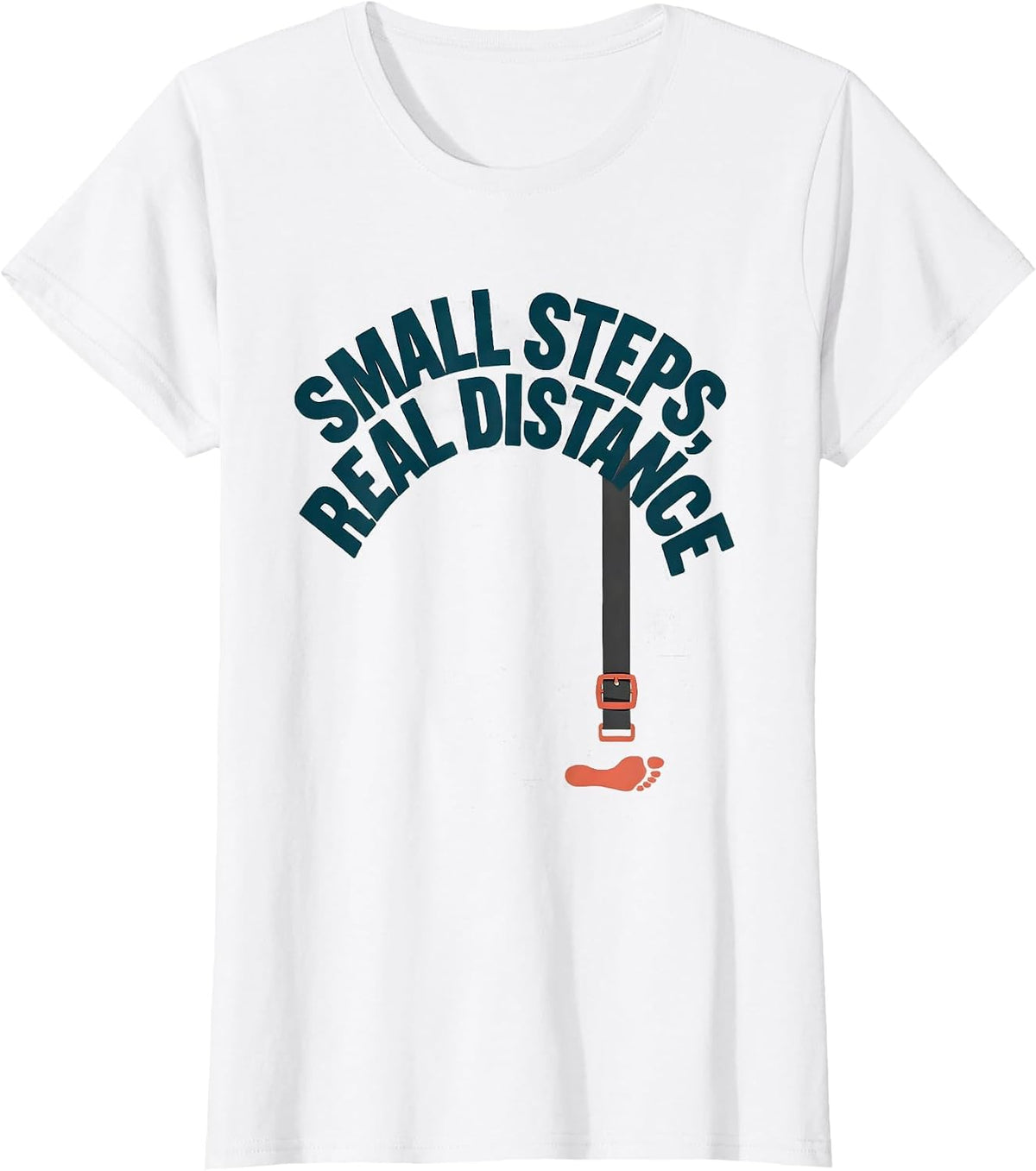 Women's Small Steps Real Distance Bold Screenprint OT PT Therapist T-Shirt - White
