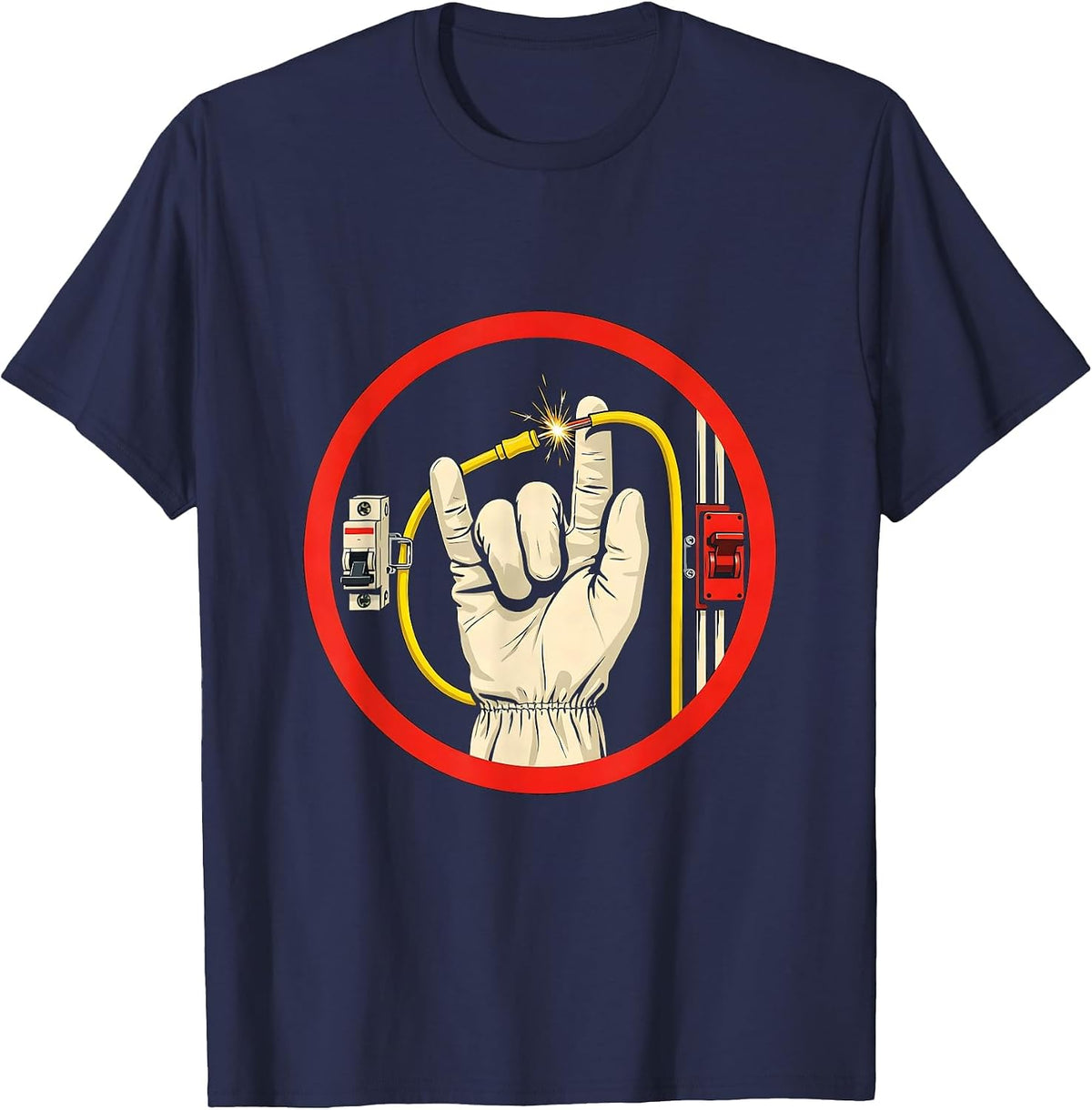 Men's Electrician Glove Humor Funny Skilled Trade Gift T-Shirt - Navy Blue