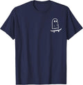 Ghost On Skateboard Funny Retro Halloween Costume Boys Kids T-Shirt - Navy Blue