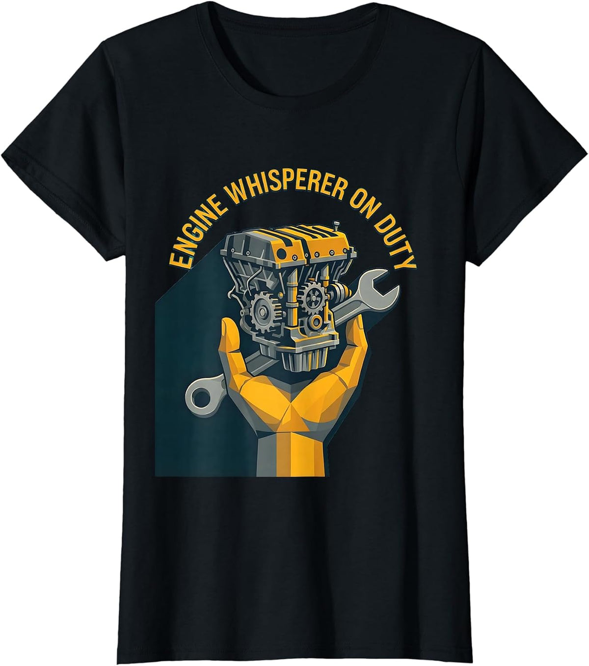 Engine Whisperer On Duty Mechanic Design T-Shirt - Black