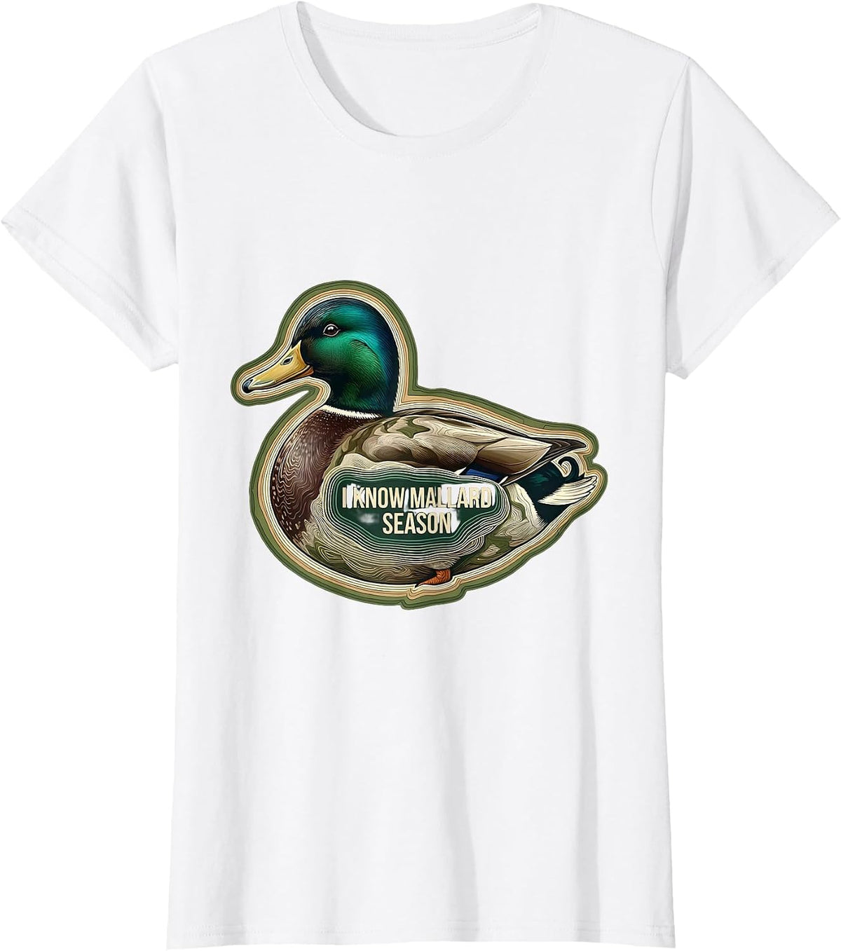 Women's I Know Mallard Season Topographic Contour Hunting Gift T-Shirt - White