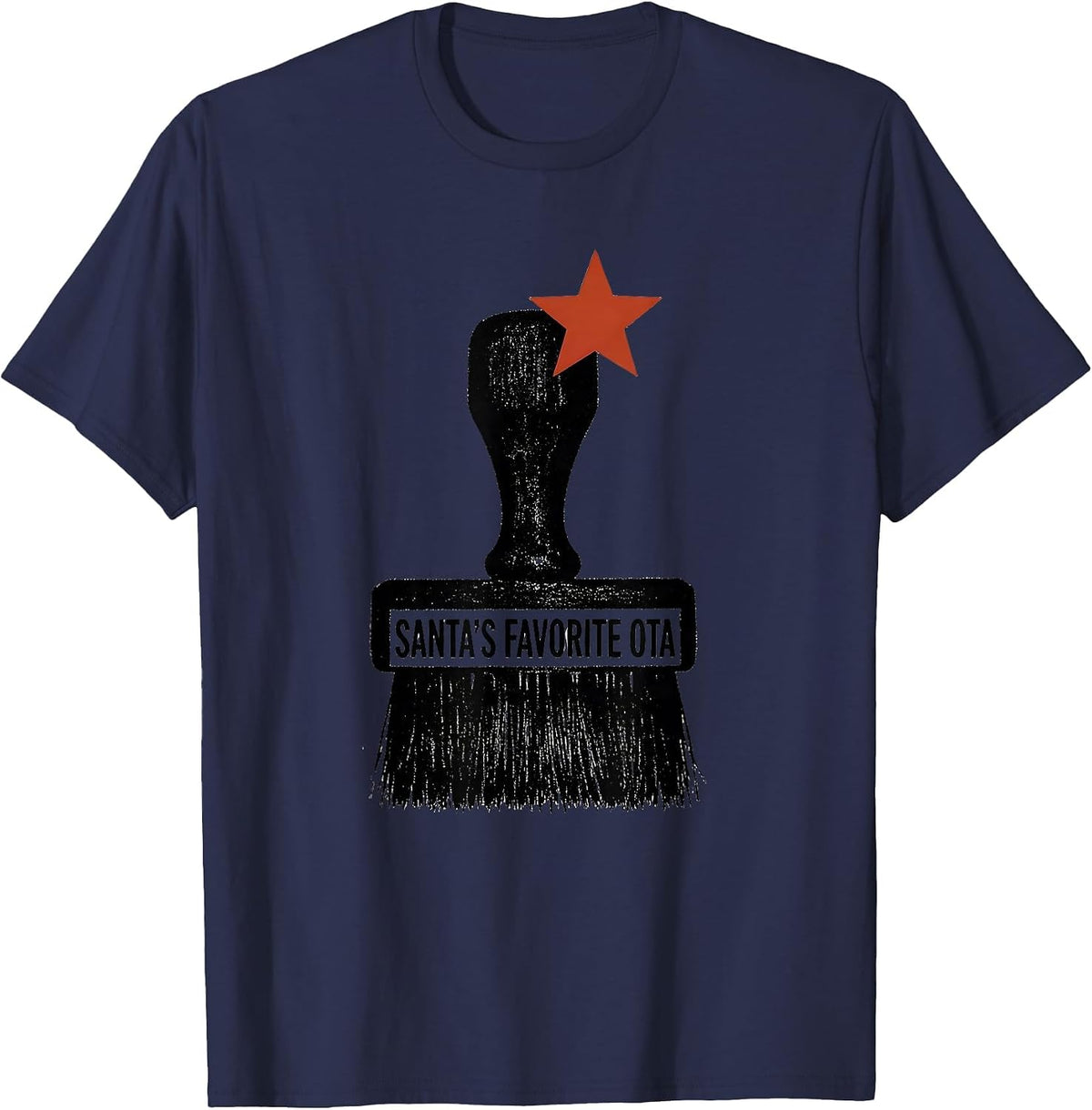 Santa's Favorite OTA Funny Occupational Therapy Christmas T-Shirt - Navy Blue