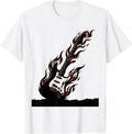 Men's Flaming Electric Guitar Rock Band Graphic T-Shirt - White