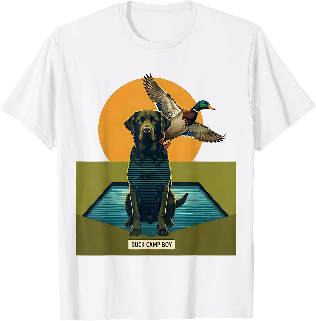 Duck Camp Boy Vintage Labrador Hunting Dog Waterfowl T-Shirt - White